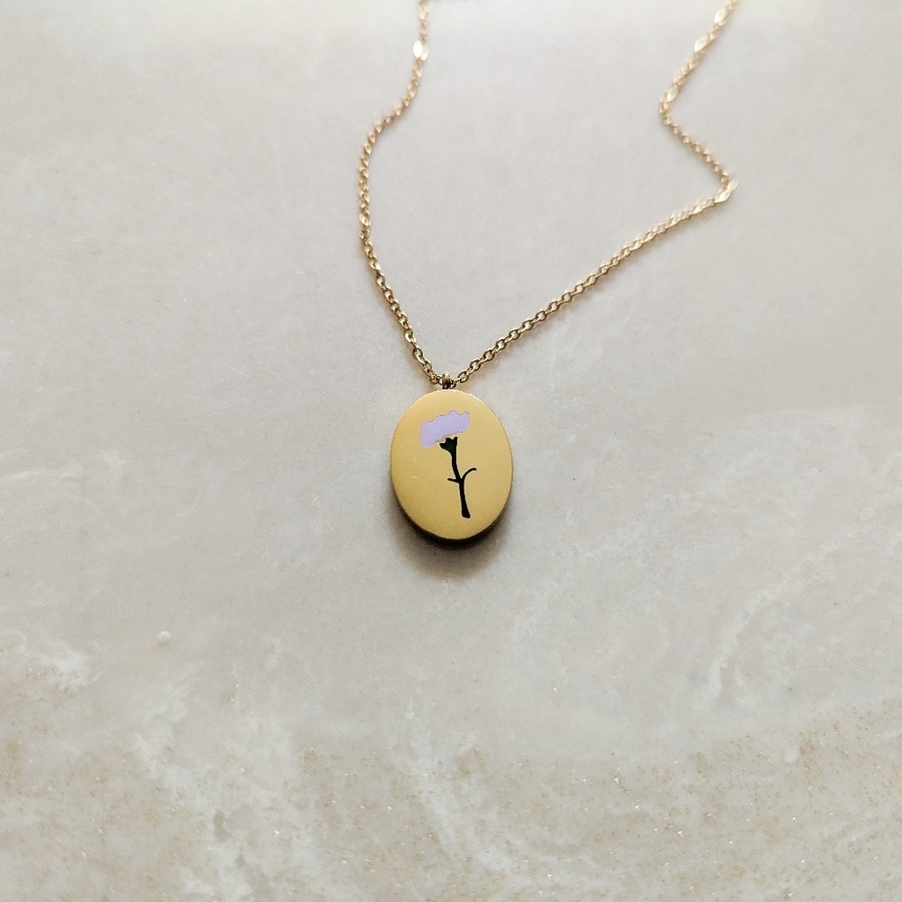 Anthropologie Gold Floral Pendant Necklace